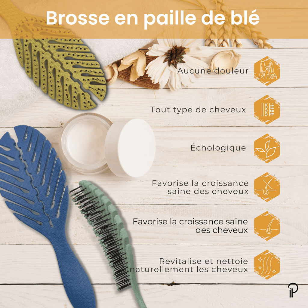 Brosse à cheveux écolo en paille de blé